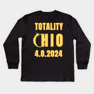 Totality Ohio 4.8.2024 Total Solar Eclipse Kids Long Sleeve T-Shirt